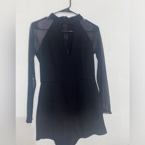 Charlotte Russe Black Long Sleeve Dress with Mesh Detail